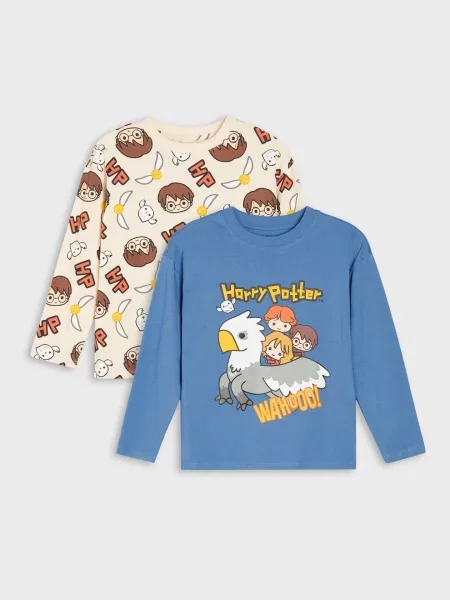 Sinsay Volná trička s dlouhým rukávem a potiskem Harry Potter 2 pack vícebarevná