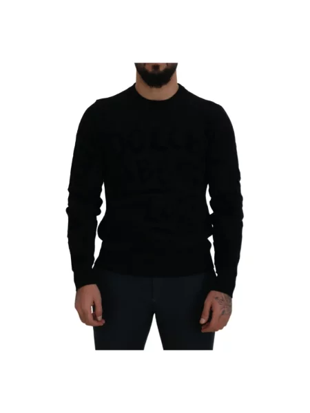 Sweter Dolce And Gabbana wełniany z nadrukiem czarny