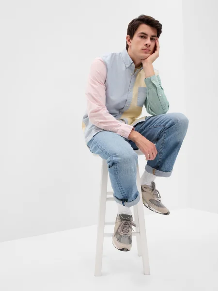 Klasická keprová košile Gap šedá