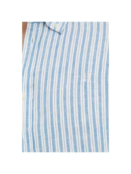 Les Deux koszula lniana regular z kołnierzykiem button-down niebieski