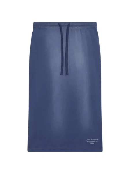 Fustă midi Acne Studios cu imagine cu cordon albastru
