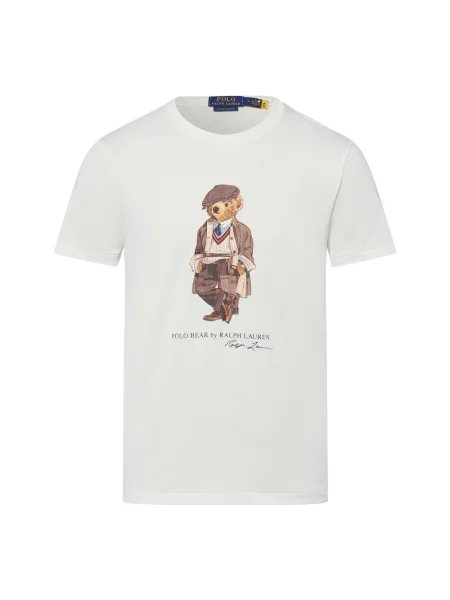 Polo Ralph Lauren T-shirt niestandardowy krój slim fit Mężczyźni nadruk S biały