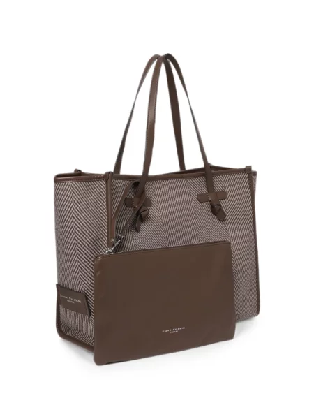 Geantă shopper Gianni Chiarini cu model herringbone maro