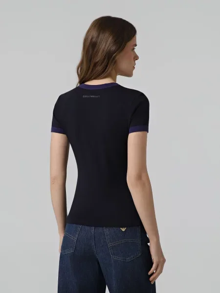 Футболка Emporio Armani бавовна/еластан синій