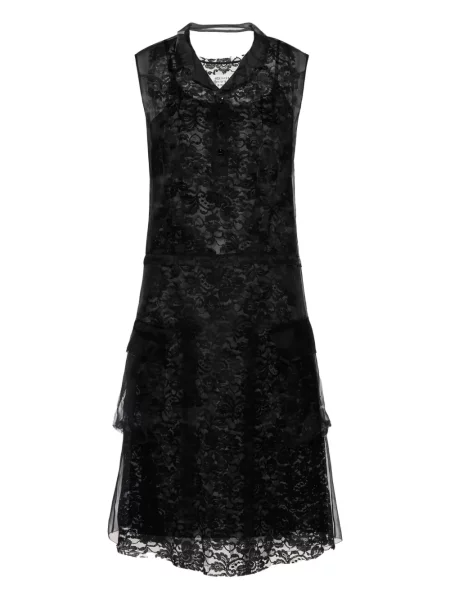 Rochie mini Maison Margiela din dantelă de costum negru