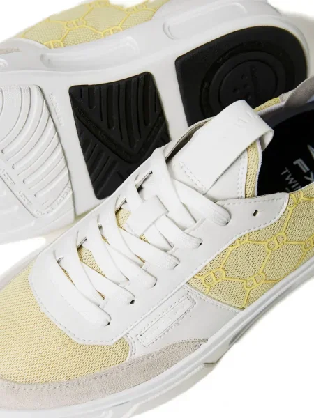 Sneakerși Twinset cu șireturi din dantelă alb