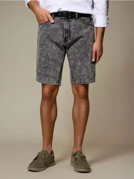 Sinsay Szorty jeansowe slim szary