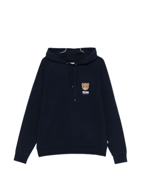 Суичър с качулка Moschino с принт синьо