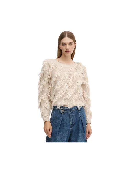 Sweter Oui wełniany beżowy