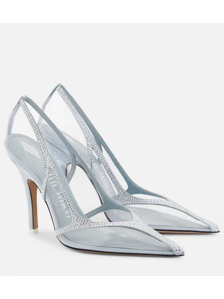 Pantofi cu toc The Attico din piele de căprioară argintiu