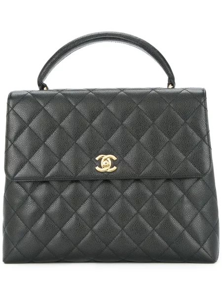 Prošívaná kabelka Chanel Pre-owned s autogramem černá