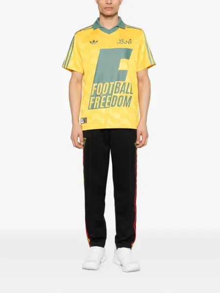 Tricou Adidas alergare cu autograf cu dungi negru