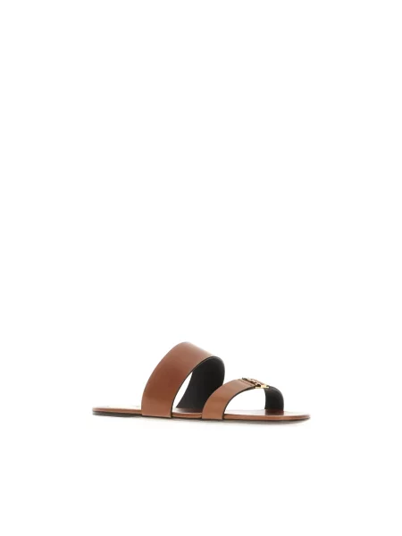 Klapki Saint Laurent skórzane brązowe