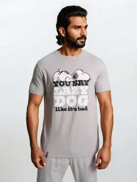 Sinsay tričko s krátkým rukávem Peanuts šedá