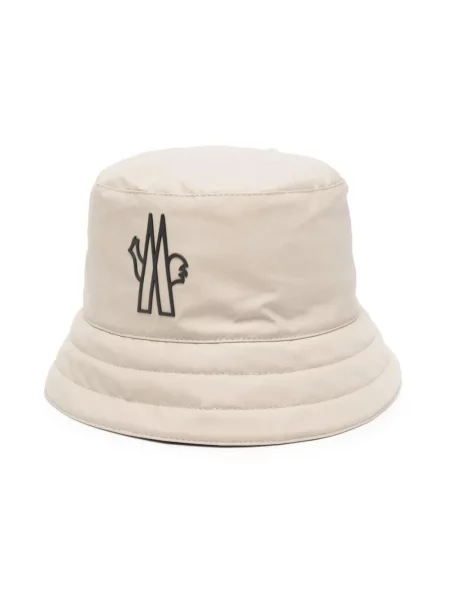 Czapka Moncler z logo pikowana beżowa