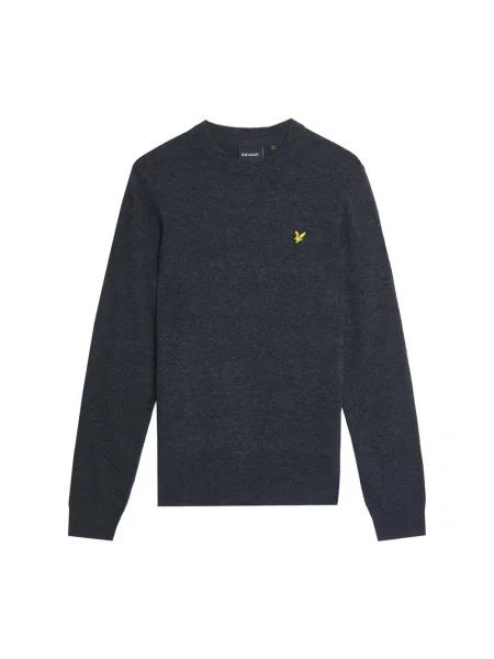 Lniany sweter Lyle & Scott z okrągłym dekoltem czarny
