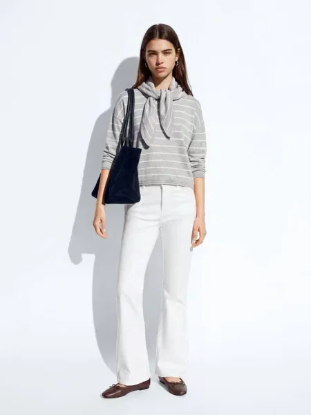 Sweter z chustą średni Teen L MANGO TEEN szary