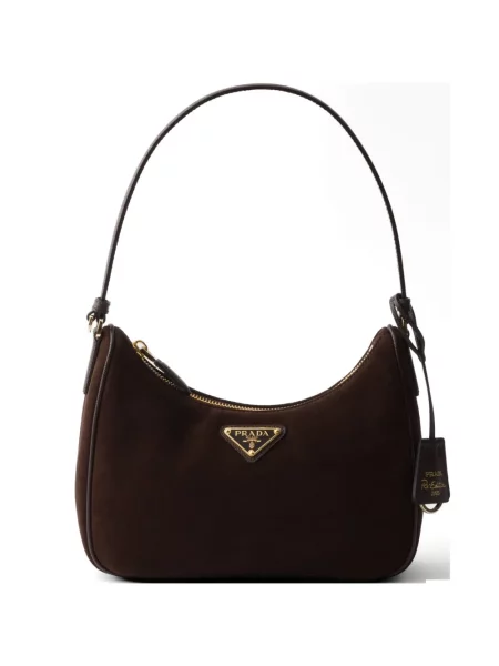 Geantă Prada din piele de căprioară maro