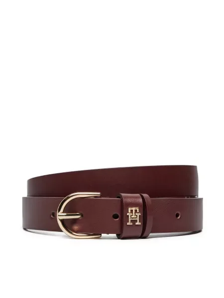 TOMMY HILFIGER Opasky ESSENTIAL EFFORTLESS vínovo červená
