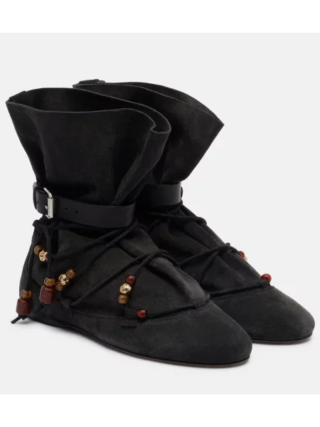 Cropp cizme scurte Isabel Marant din piele de căprioară negru