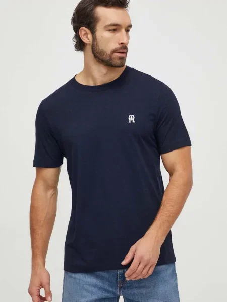 Тениска Tommy Hilfiger с апликация тъмносиньо