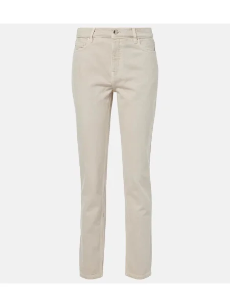 Zwężane dżinsy Toteme z niską talią beżowy