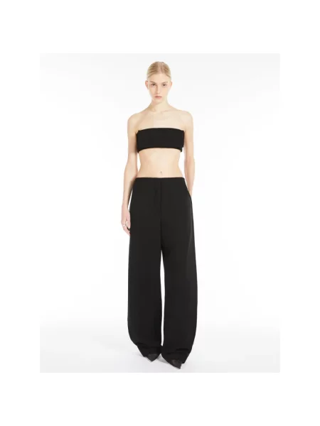 Sportmax spodnie szerokie high waist czarny