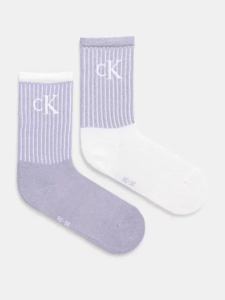 Чорапи Calvin Klein Jeans 2 чифта лилаво виолетово