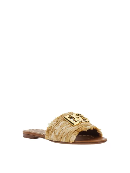 Klapki Dolce And Gabbana skórzane plecione beżowe