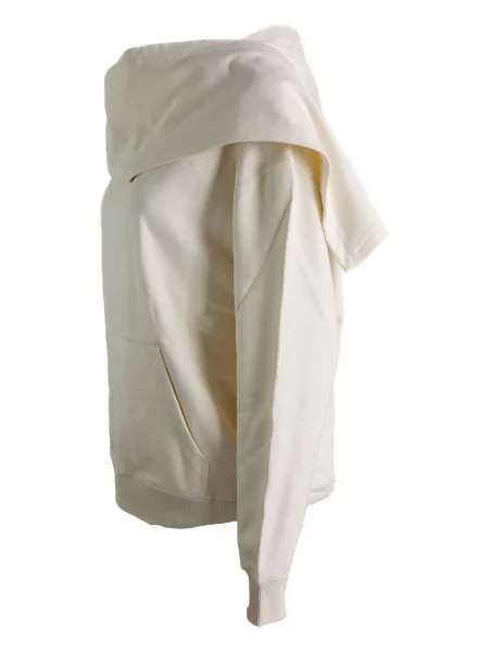 Bluza z kapturem Courreges drapowana biała