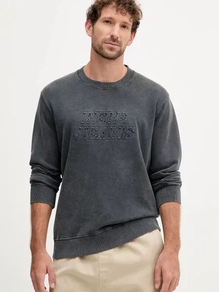 Pepe Jeans bluza DARIUS CREW z aplikacją szary