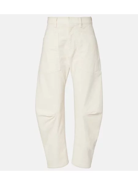 Pantaloni Nili Lotan de catifea cord alb