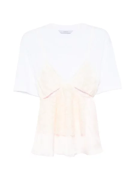 Tricou Pushbutton din dantelă alb