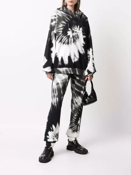 Tie dye spodnie Philipp Plein z nadrukiem wiązane czarne
