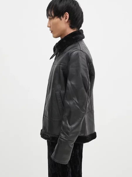 Шкіряна куртка Alpha Industries B3 Leather перехідна чорний