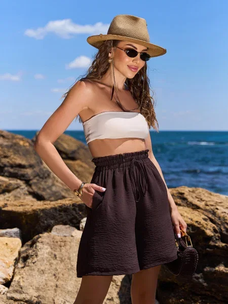 Шорти ISSA Plus темно-коричневий комбінований верх коричневі