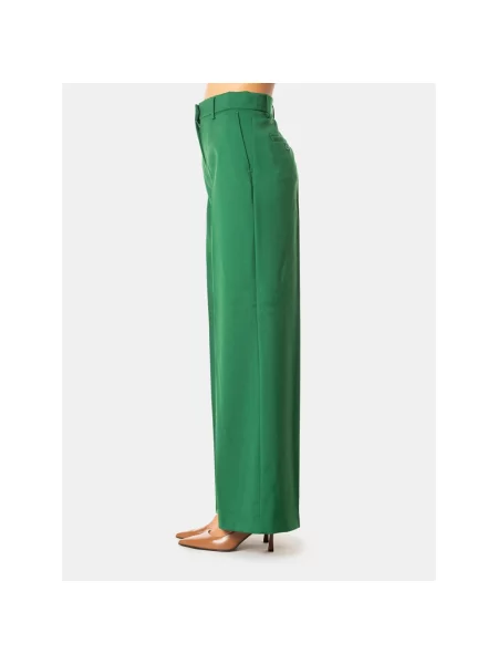 Spodnie palazzo Weekend Max Mara wełniane zielone