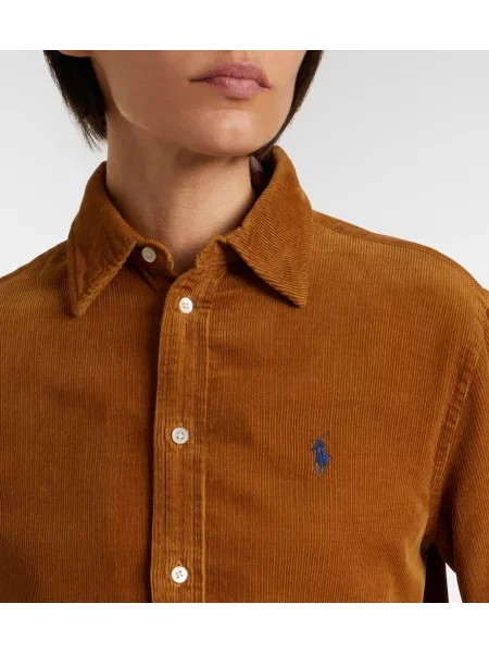 Srajca Polo Ralph Lauren iz rebrastega žameta rjava