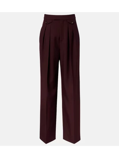 Pantaloni Chloé cu talie înaltă de lână violet