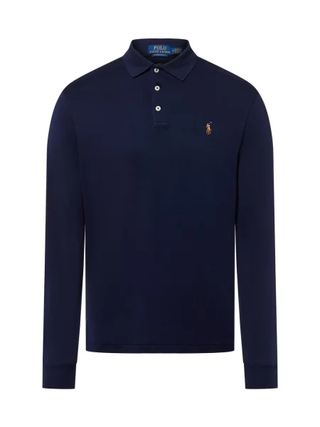 Polo Ralph Lauren koszulka polo z długim rękawem Mężczyźni niebieski jednolity L granatowa
