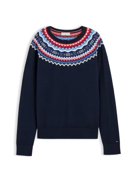 TOMMY HILFIGER Pulover bleumarin / albastru regal / roșu alb