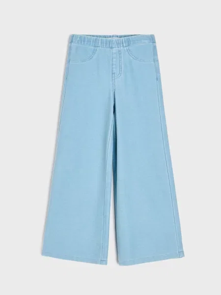 Sinsay Kalhoty wide leg s bavlnou modrá