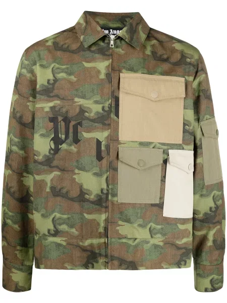 Cămașă Palm Angels cu imagine cu model camuflaj verde