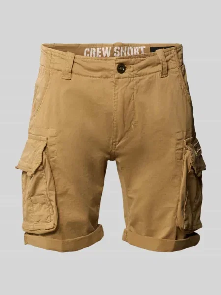 Szorty cargo o kroju regular fit z wyhaftowanym logo model ‘CREW SHORT’ Alpha Industries beżowe
