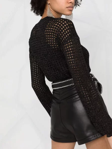 Kožené kraťasy Philipp Plein černé