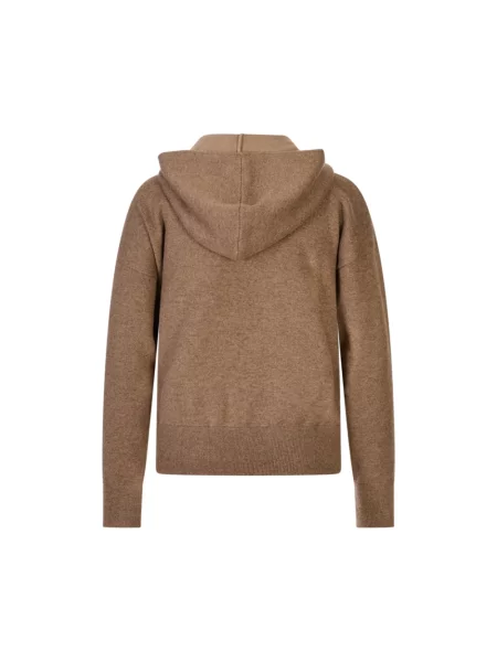 Bluza z kapturem Agnona z kaszmiru z kapturem brązowa