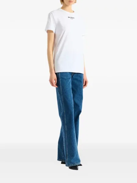 Tricou Balmain cu broderie alb