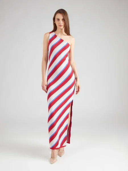 TOPSHOP Pletené šaty tmelová / nebesky modrá / ohnivo červená biela