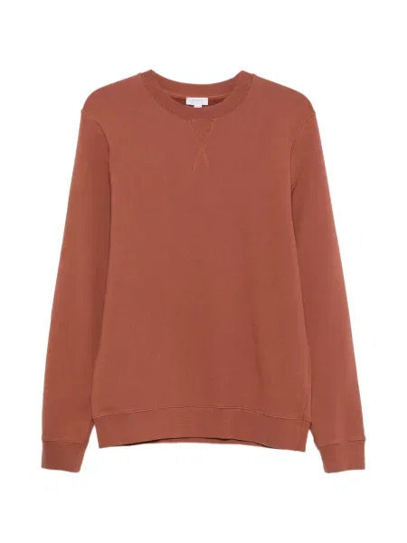 Hanorac crewneck Sunspel cu decolteu rotund maro