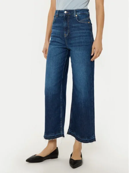 BOSS Blugi Marlene Bleumarin Wide Leg albastru
